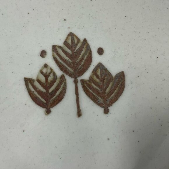 Ingrid Berkeley House Chop 1970s Stoneware Japan Plate With Brown Leaf Design - Picture 4 of 5